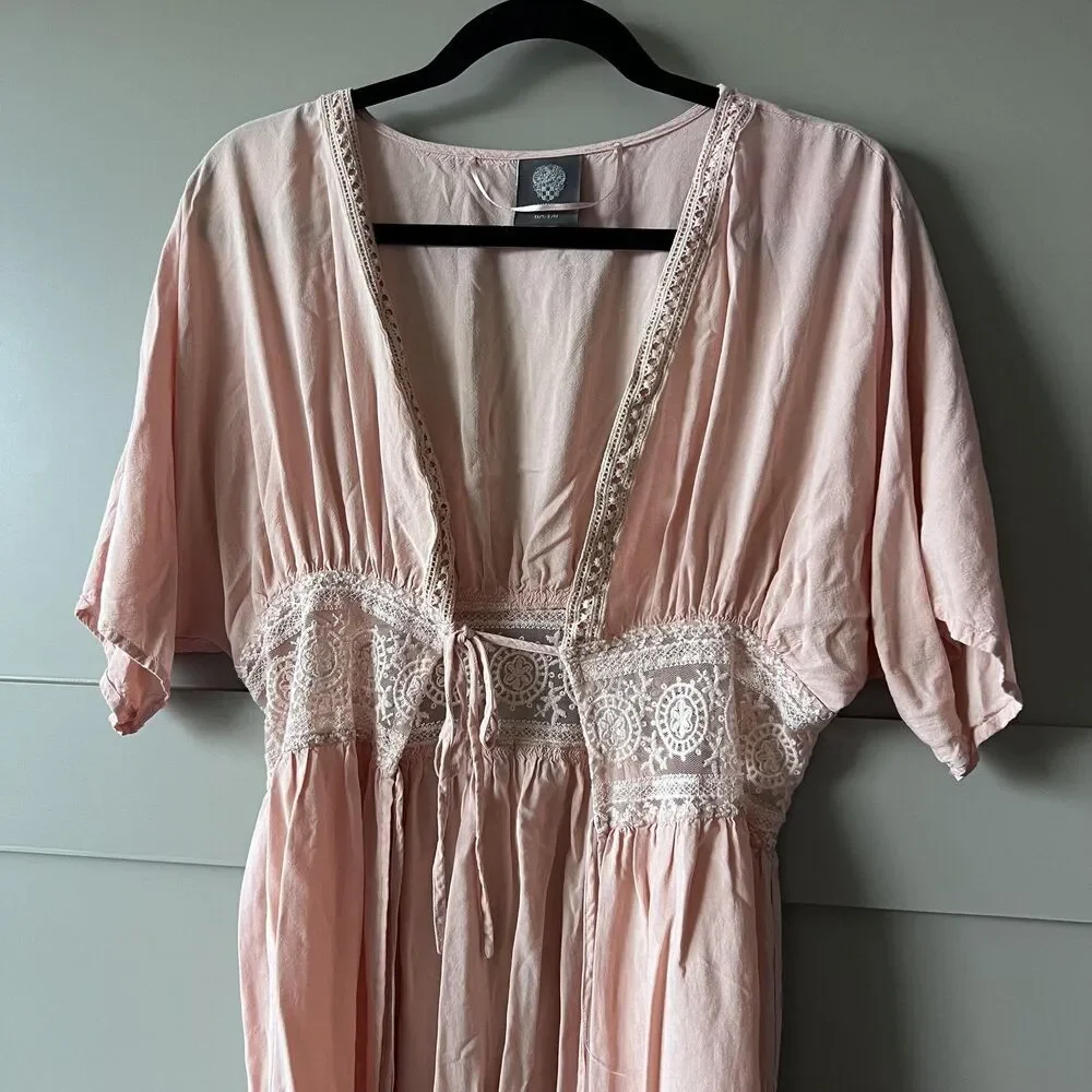 Vince Camuto Pink Lace-Trim Swim Coverup PRICE FIRM!